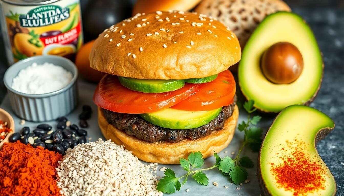 Burger végan gourmand aux haricots noirs et avocat