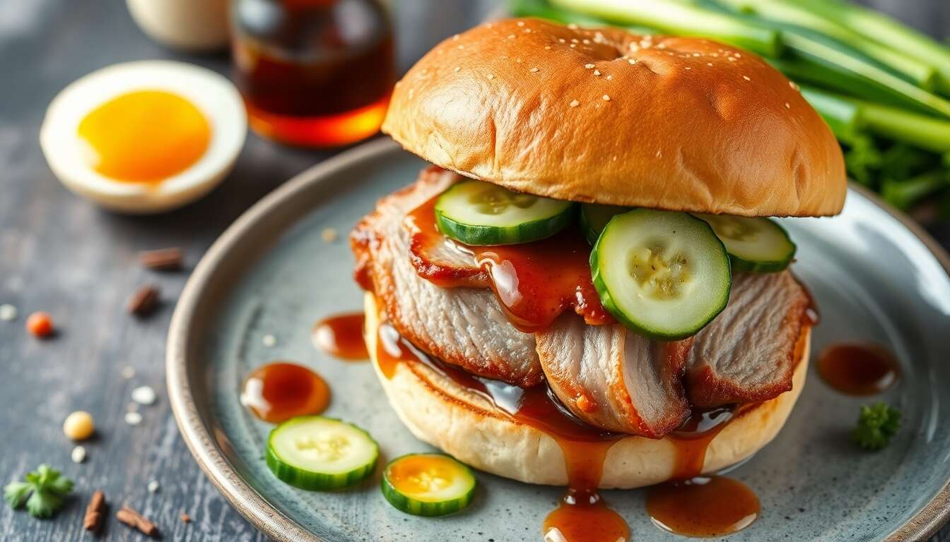 Voyage en Asie: burger Canard Laqué, concombre en Pickles et Hoisin Maison