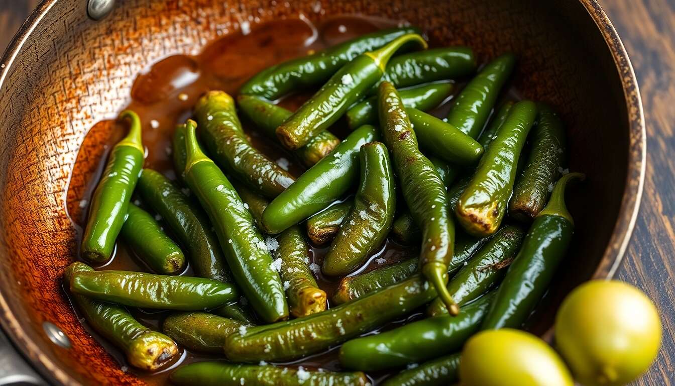 Pimientos del padrón poêlés, le jeu savoureux du piquant aléatoire
