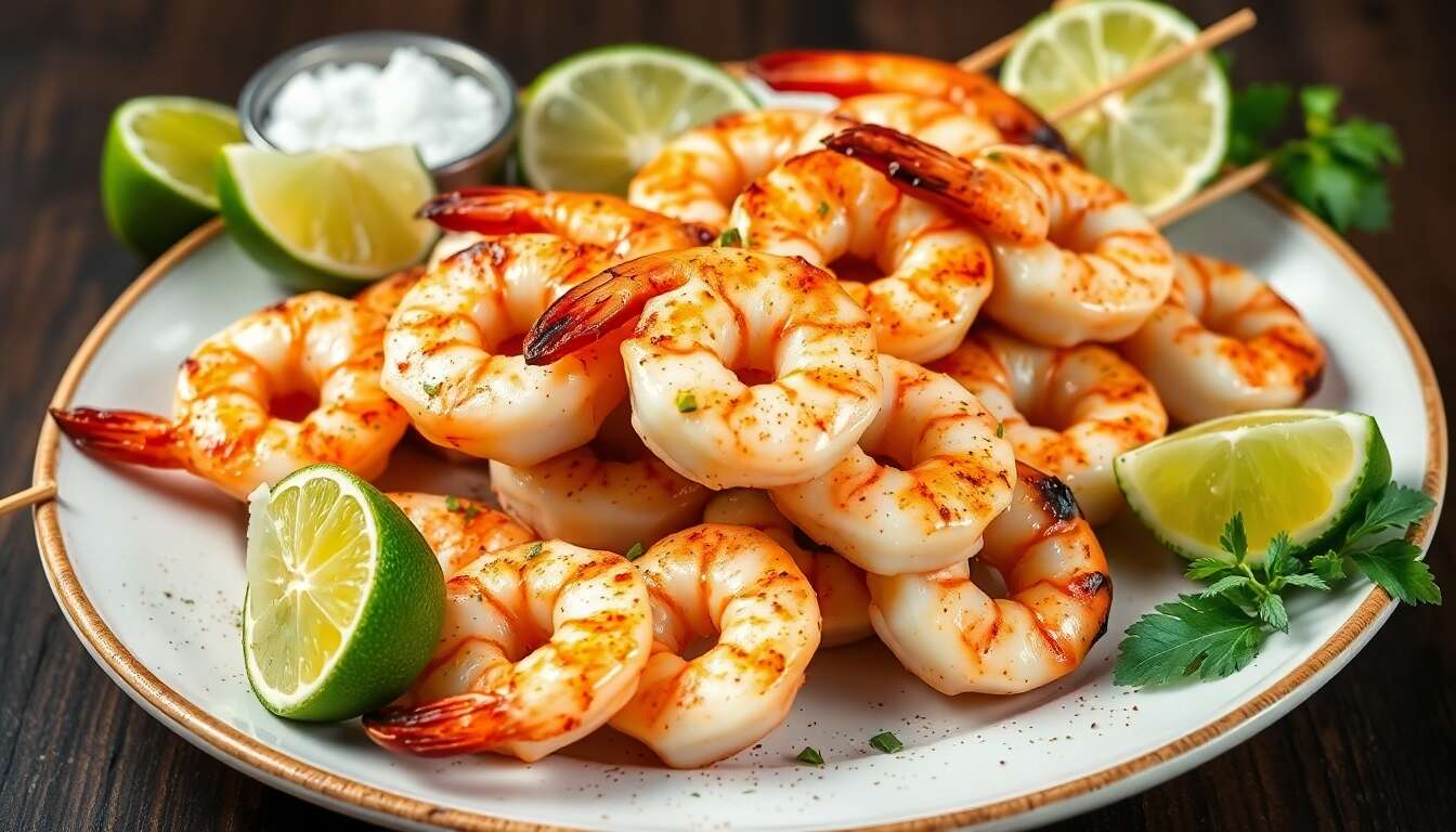 Brochettes de crevettes à la lime et au piment, fraîcheur et frisson garantis