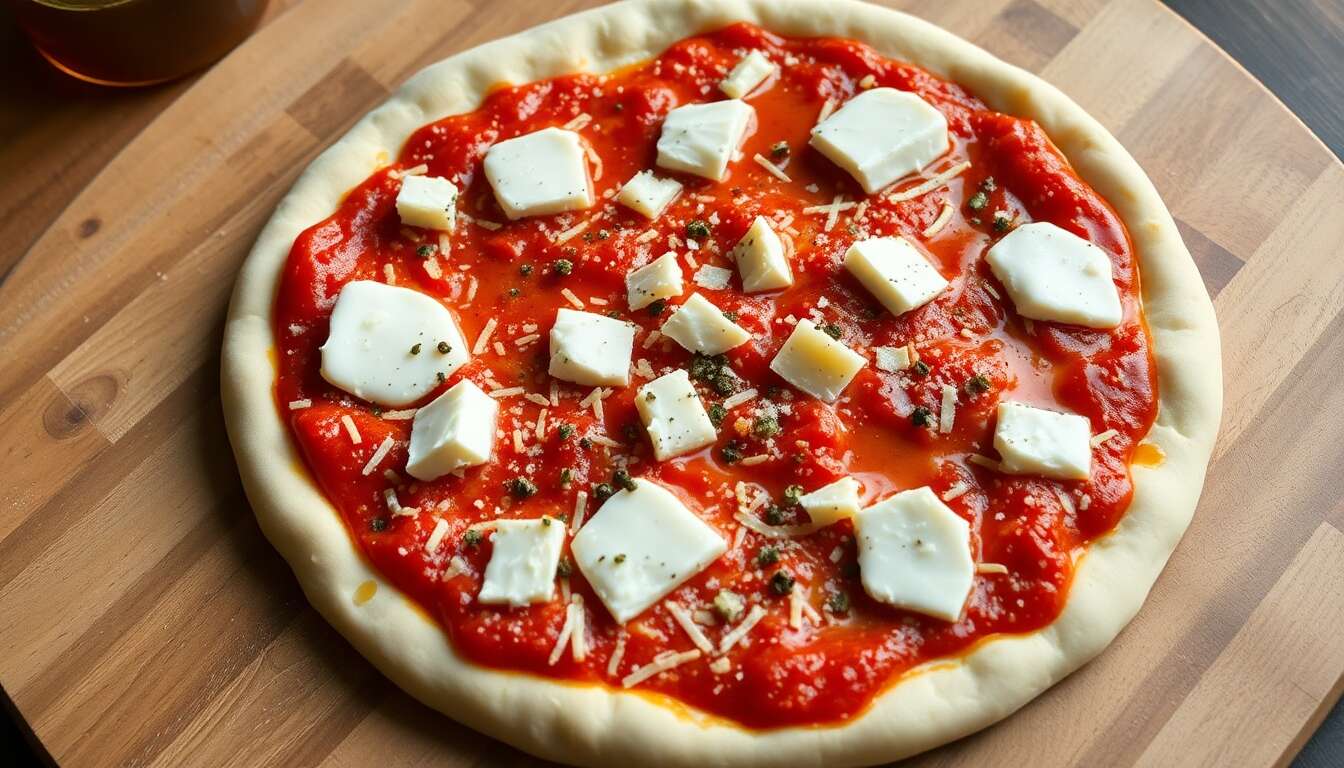 Gourmandise absolue: pizza 4 fromages avec une touche de miel truffé