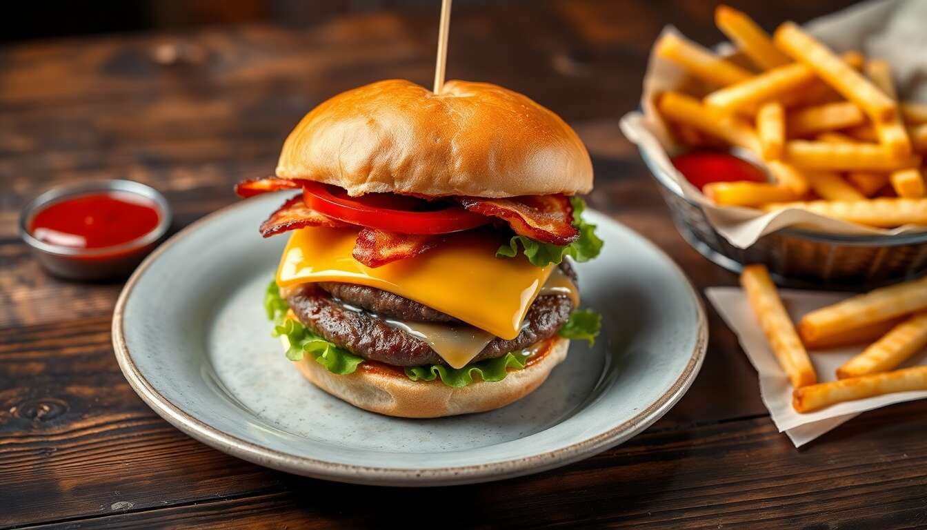 Agencement parfait du contenu calorique d'un burger réussi