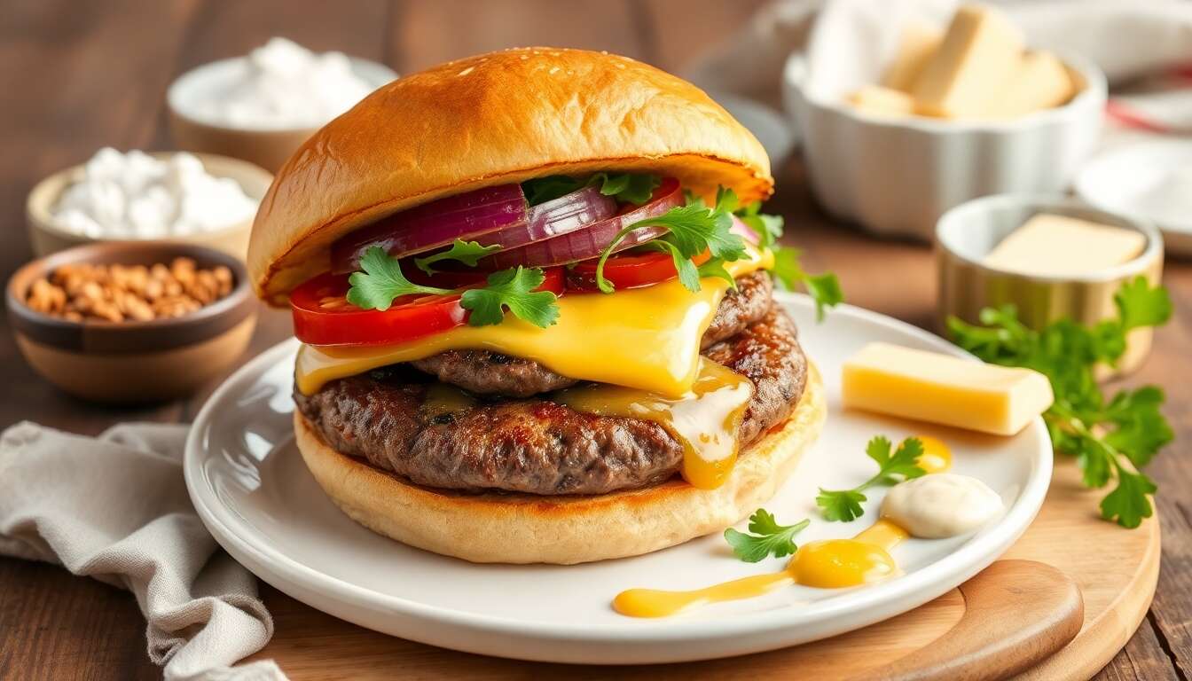 Tradition Revisitée: cheeseburger Bleu d'Auvergne sur Pain Fait Maison