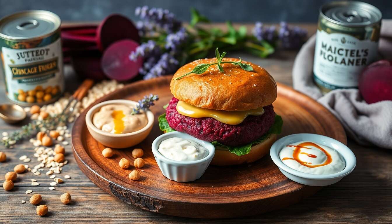 Marguerite Florale: burger Végétalien à la Betterave & Aïoli à la Lavande