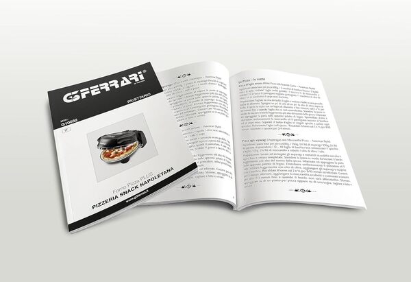 G3 Ferrari G10032 Pizzeria Snack Napoletana Forno Pizza Plus Evo, 1200 W, Double Pierre Réfractaire, diamètre 31 cm, Livre de recettes et palettes inclus, Noir
