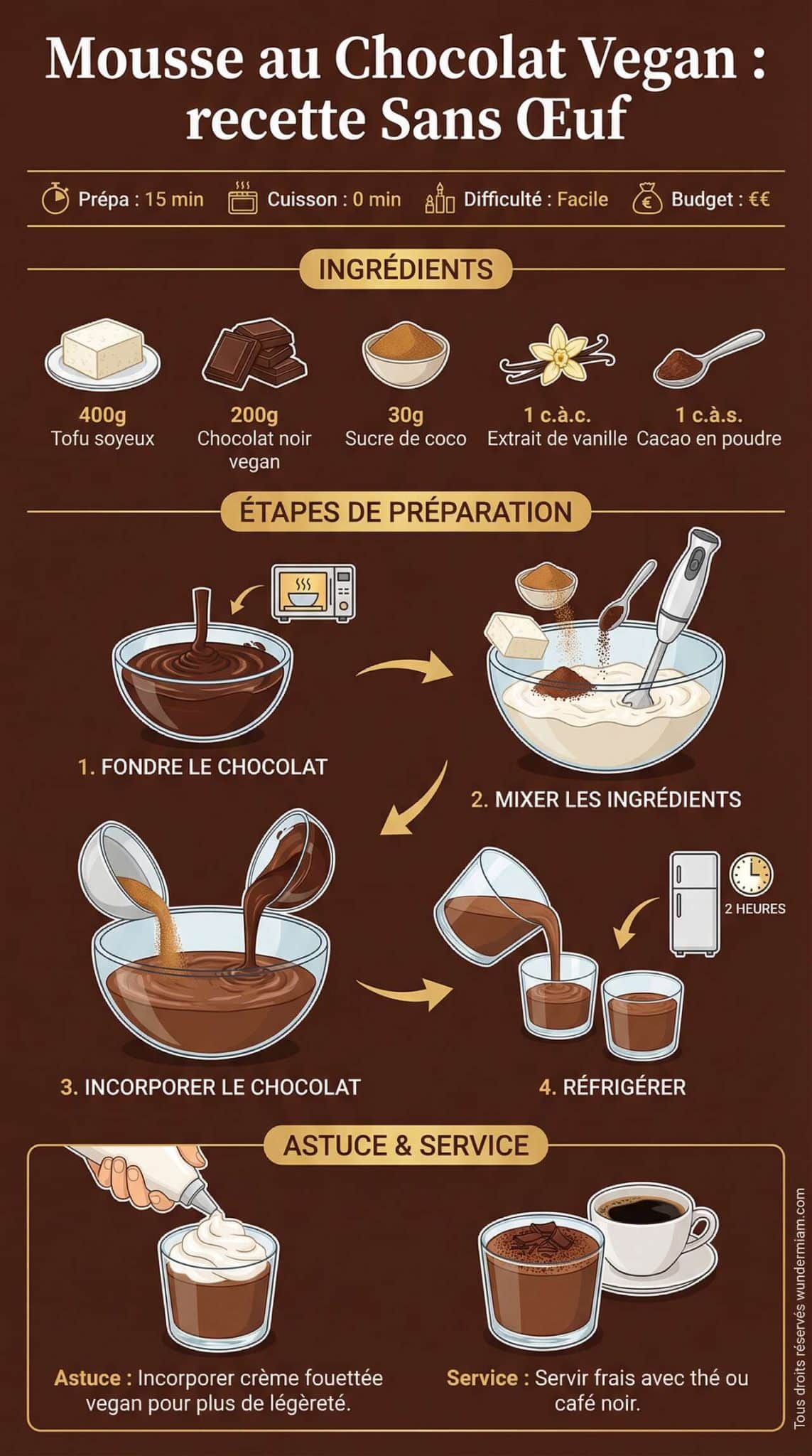 Fiche recette Mousse au Chocolat Vegan : recette Sans Œuf Fiche recette Mousse au Chocolat Vegan : recette Sans Œuf