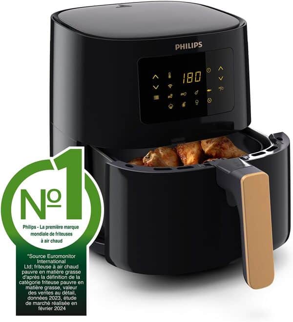Philips Airfryer L Series 5000, 4.1L (0.8Kg), Air Fryer Multifonctions 13-en-1, Connexion Wifi, 90% de graisse en moins grâce à la technologie Rapid Air, Application de HomeID (HD9255/80)