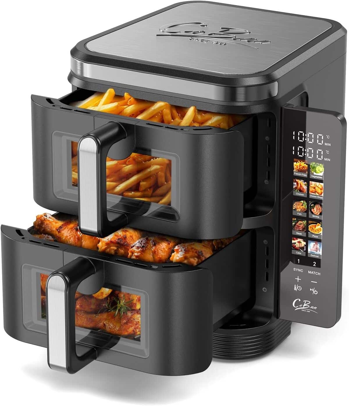 Test de la COBNN friteuse à air verticale Dual Zone 2800W