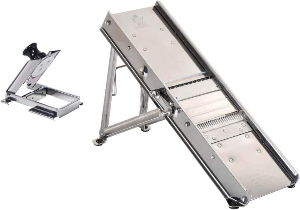 Test de la mandoline Louis Tellier Bron Coucke en inox : tranche, frites et juliennes parfaites