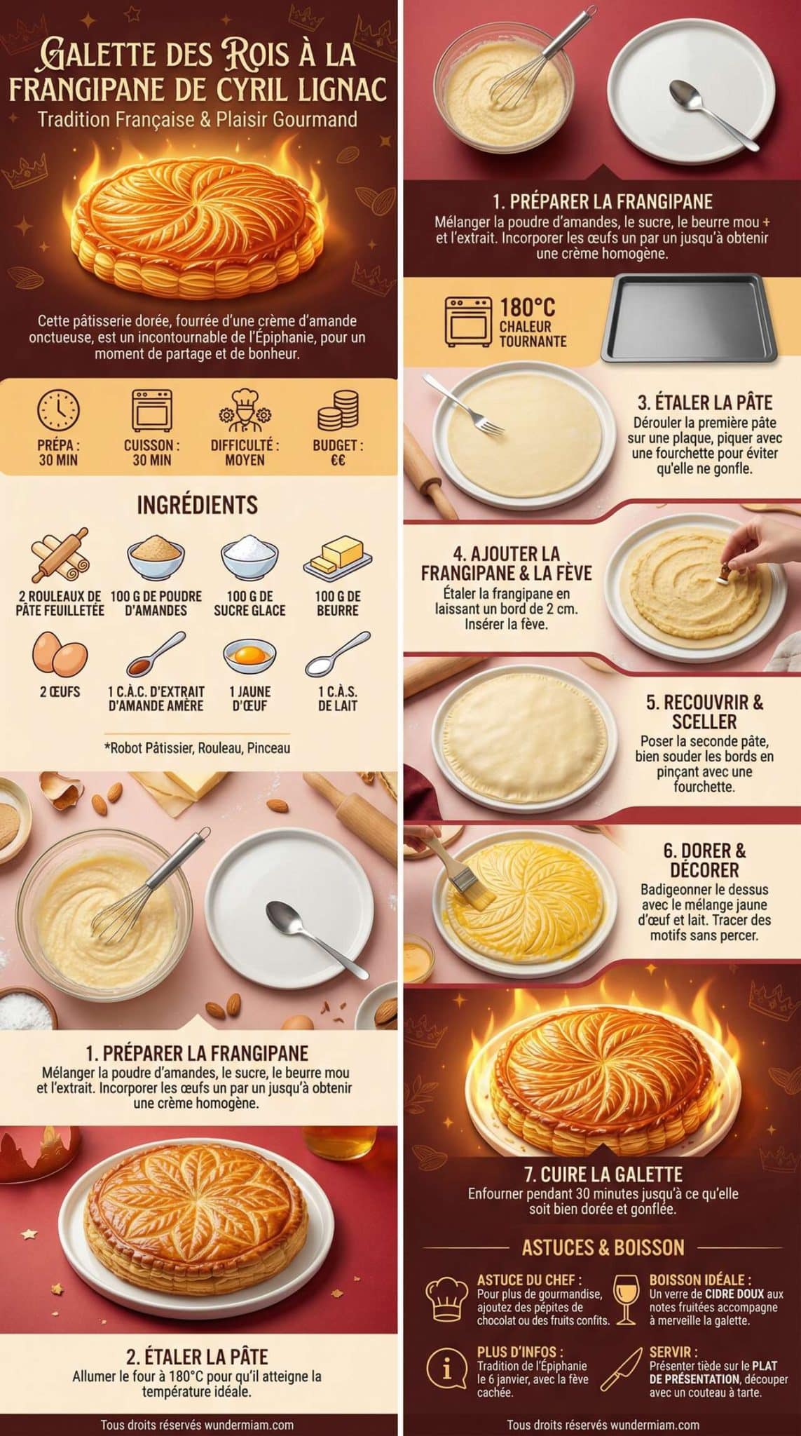 Fiche recette Recette de la galette des rois à la frangipane de Cyril Lignac Fiche recette Recette de la galette des rois à la frangipane de Cyril Lignac