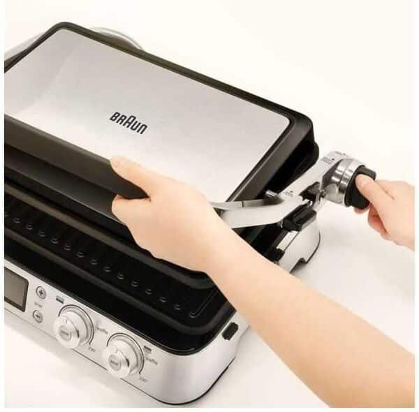 Braun MultiGrill 9 CG 9047, Appareil Panini Électrique avec Plaques de Grillage, Cuisson, Gaufres, 2 Thermostats Indépendants, 3 Positions Cuisson, Plaques Lavables au Lave-Vaisselle, 2000W, Noir/Inox