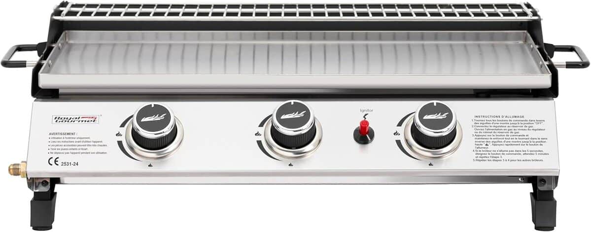 Test royal gourmet plancha gaz 3 brûleurs 7.5kW
