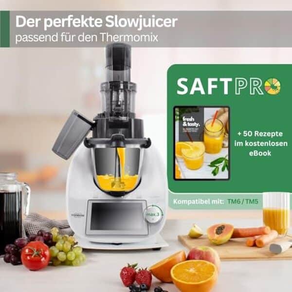 Découvrez notre test complet du Leckerhelfer SaftPRO : un extracteur de jus innovant et performant compatible avec le Thermomix. Boostez vos préparations culinaires tout en préservant les nutriments essentiels des fruits et légumes.