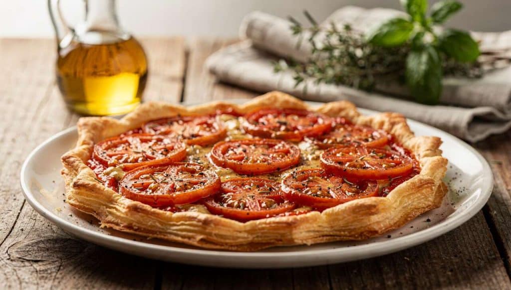 Tarte fine à la moutarde et tomate : recette savoureuse et simple