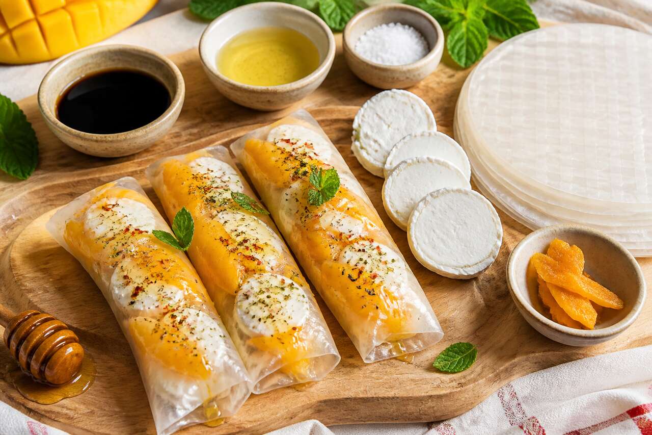 Recette de nems au chèvre et à la mangue