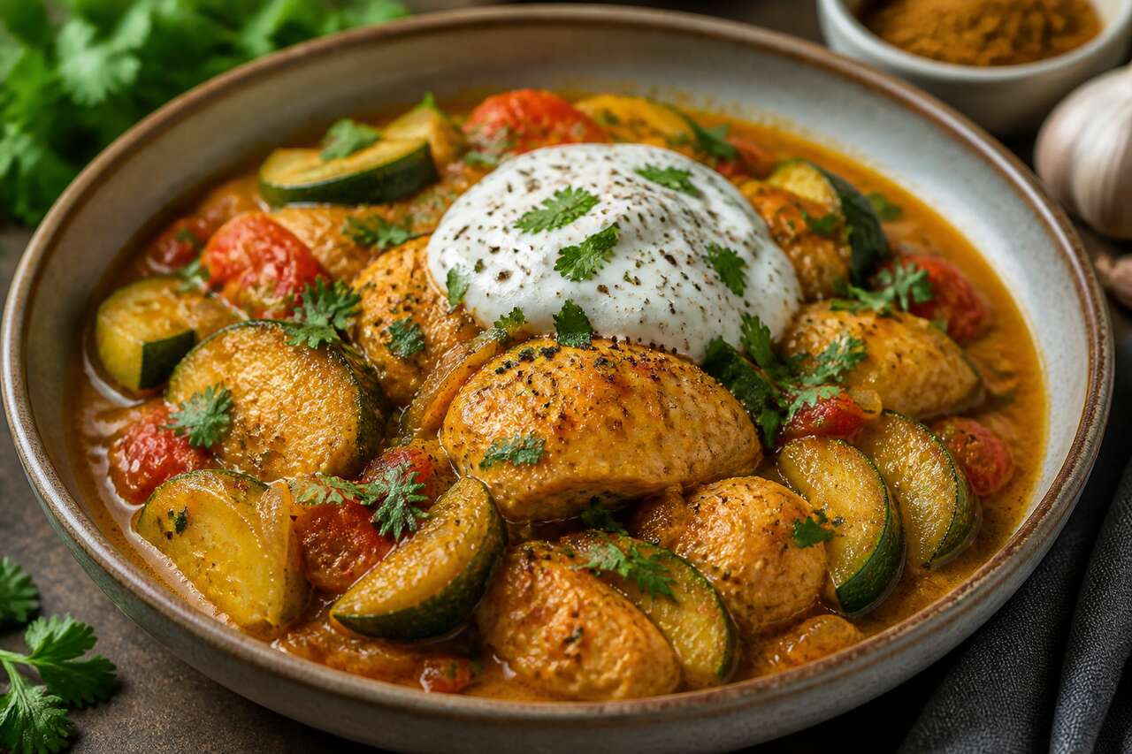 Recette facile de poulet aux courgettes et curry au Cookeo