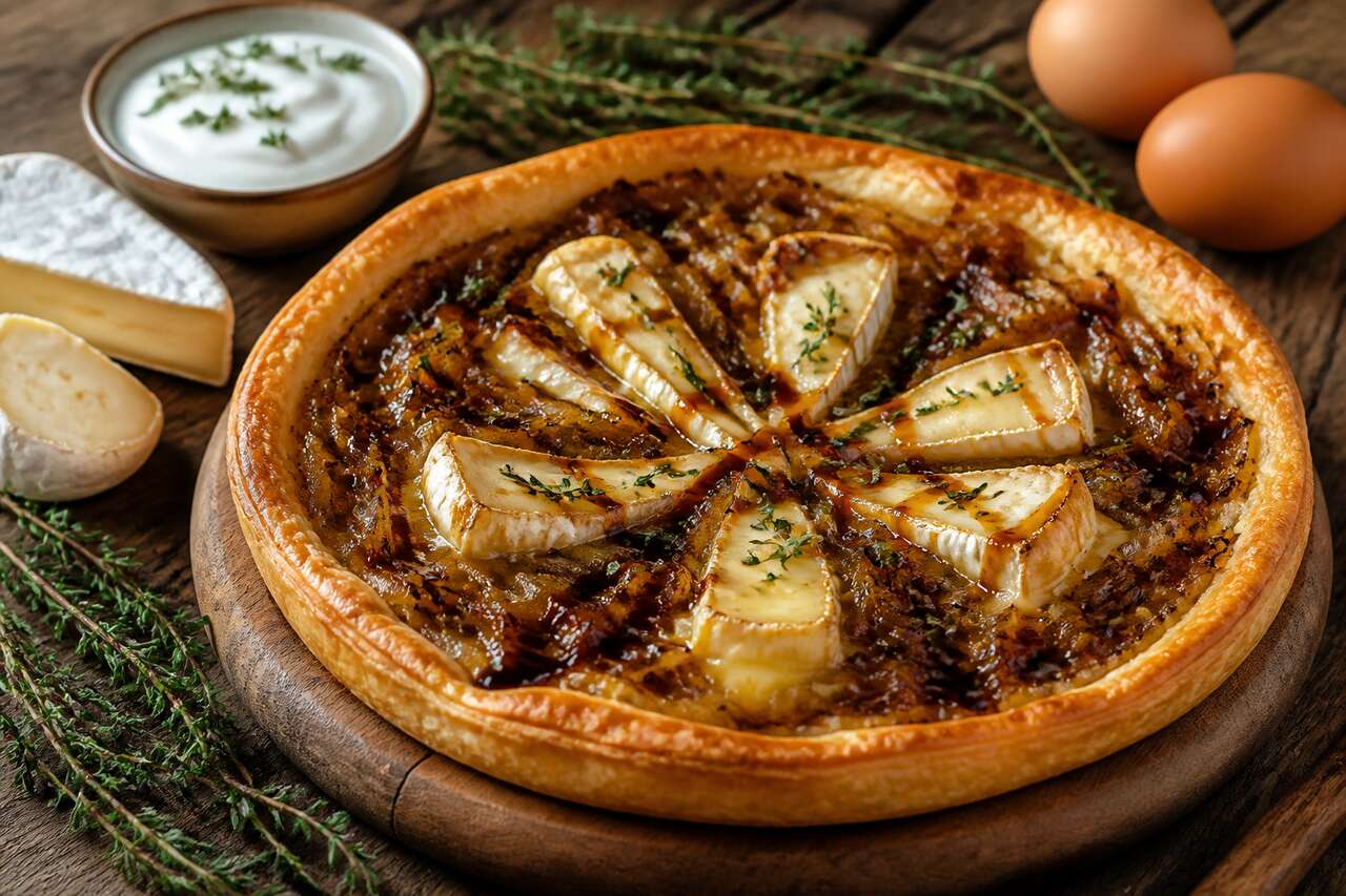 Recette de tarte aux oignons et camembert fondant
