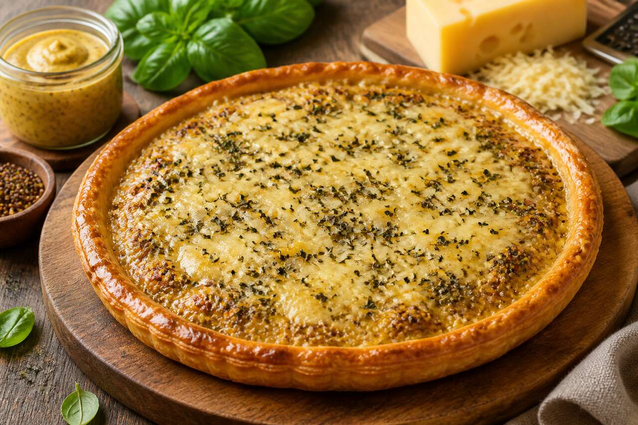 Recette de tarte à la moutarde et au basilic : simple et savoureuse