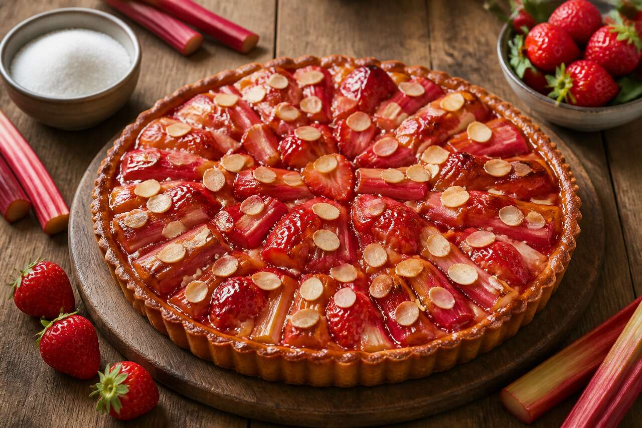 Recette de tarte fraise-rhubarbe facile et gourmande