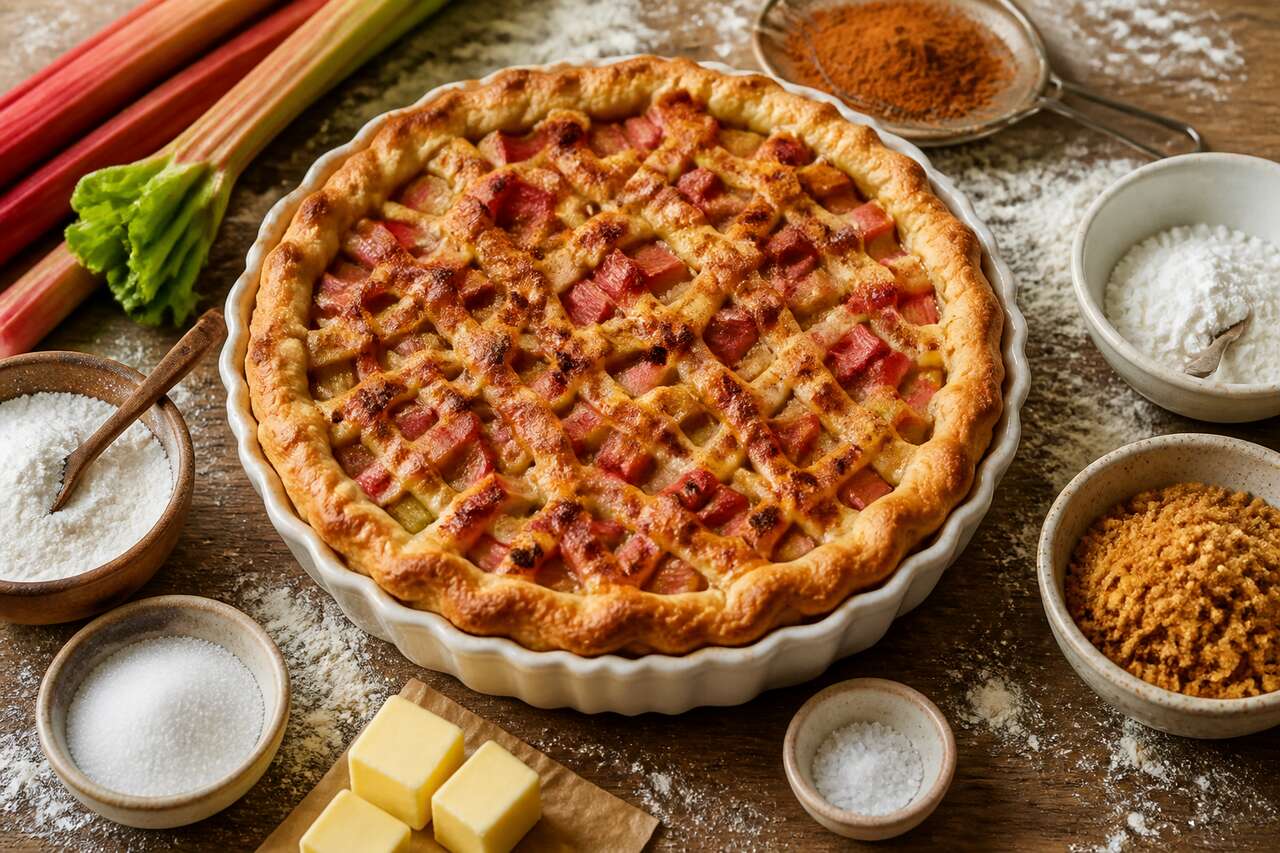 Recette de tarte rustique à la rhubarbe