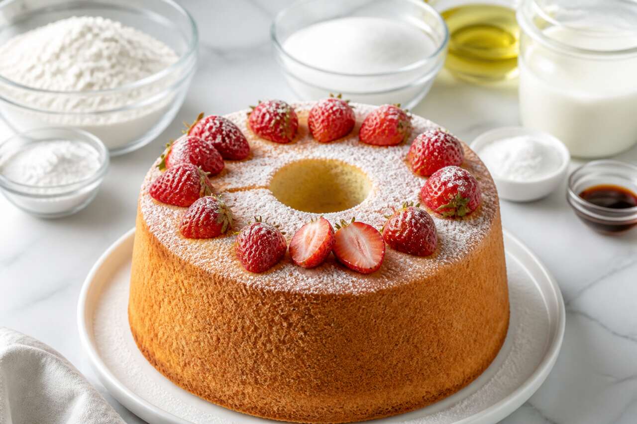 Recette du chiffon cake aux fraises