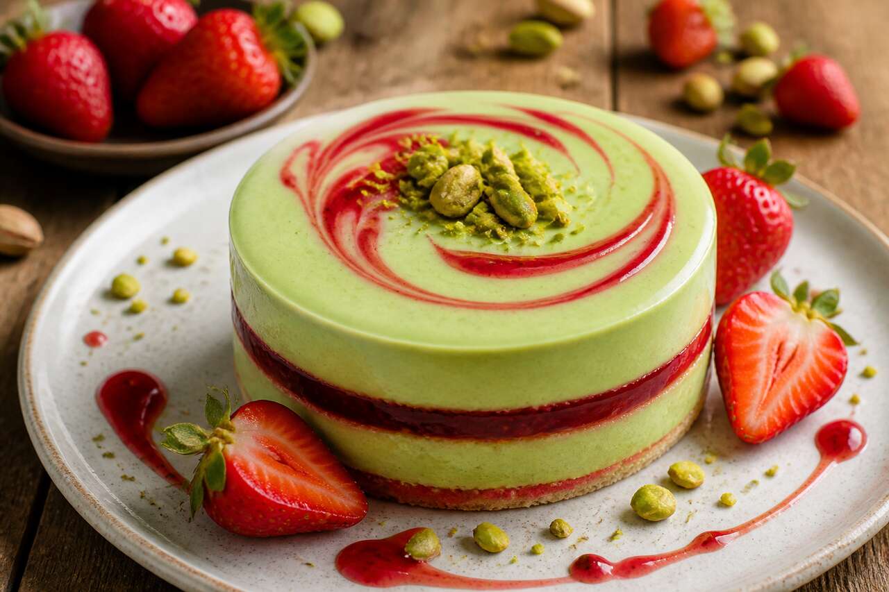 Recette d'entremets fraises et pistache