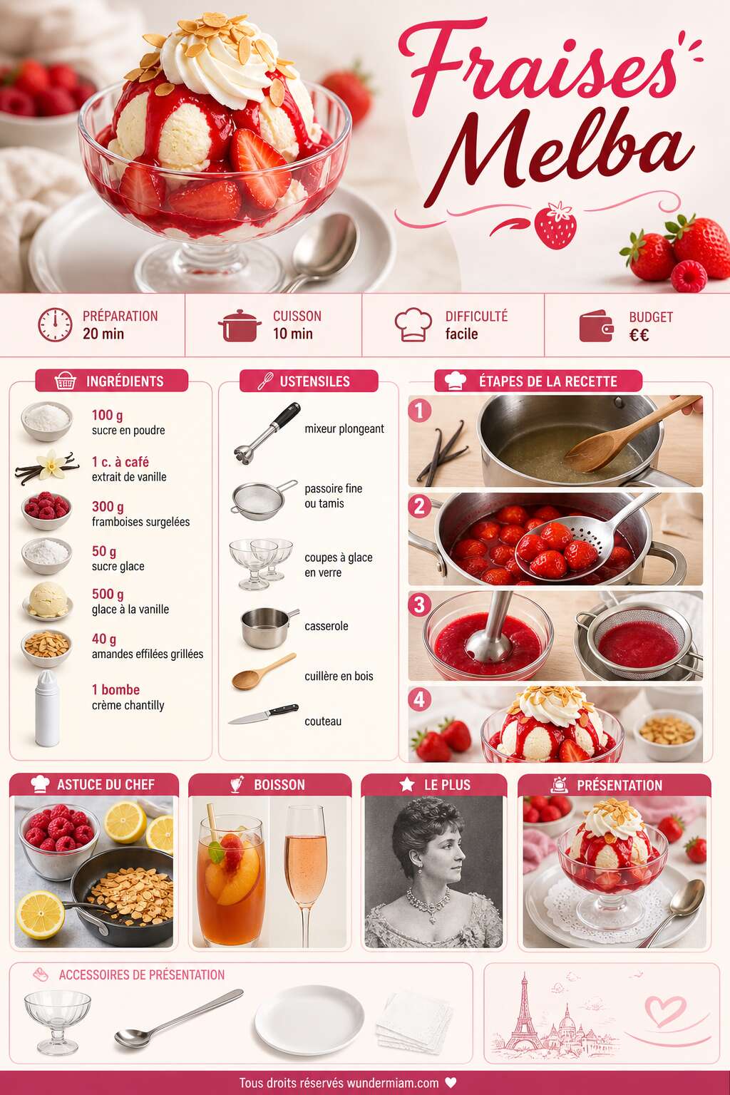 Fiche recette Recette des fraises Melba Fiche recette Recette des fraises Melba