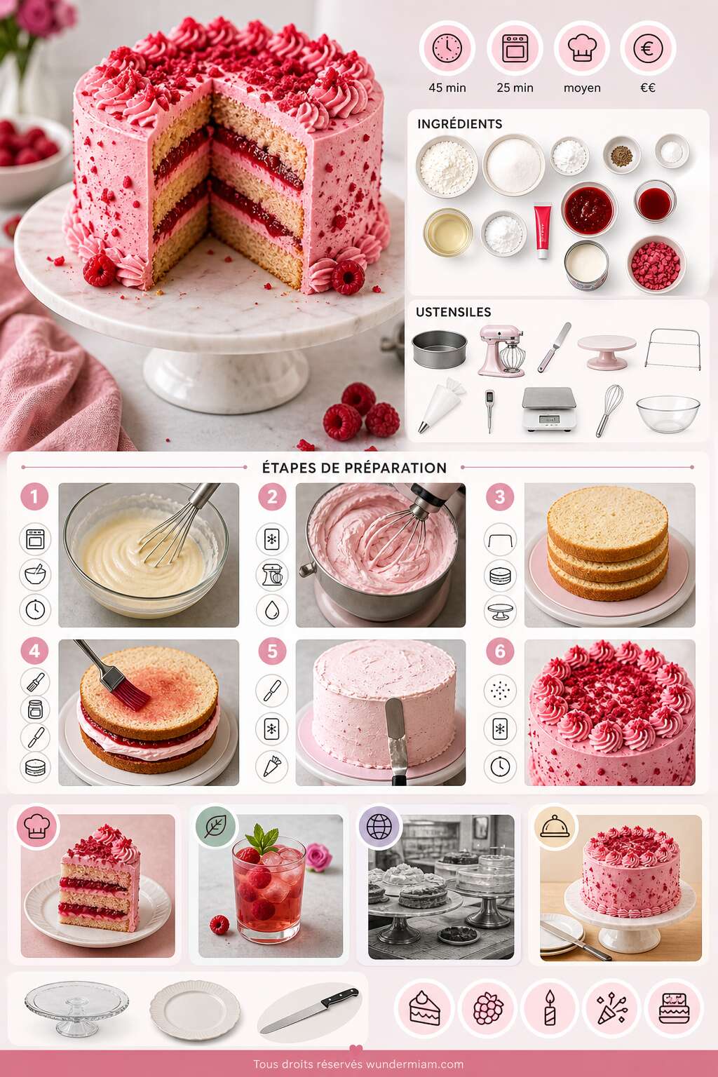 Fiche recette Recette du layer cake aux framboises Fiche recette Recette du layer cake aux framboises