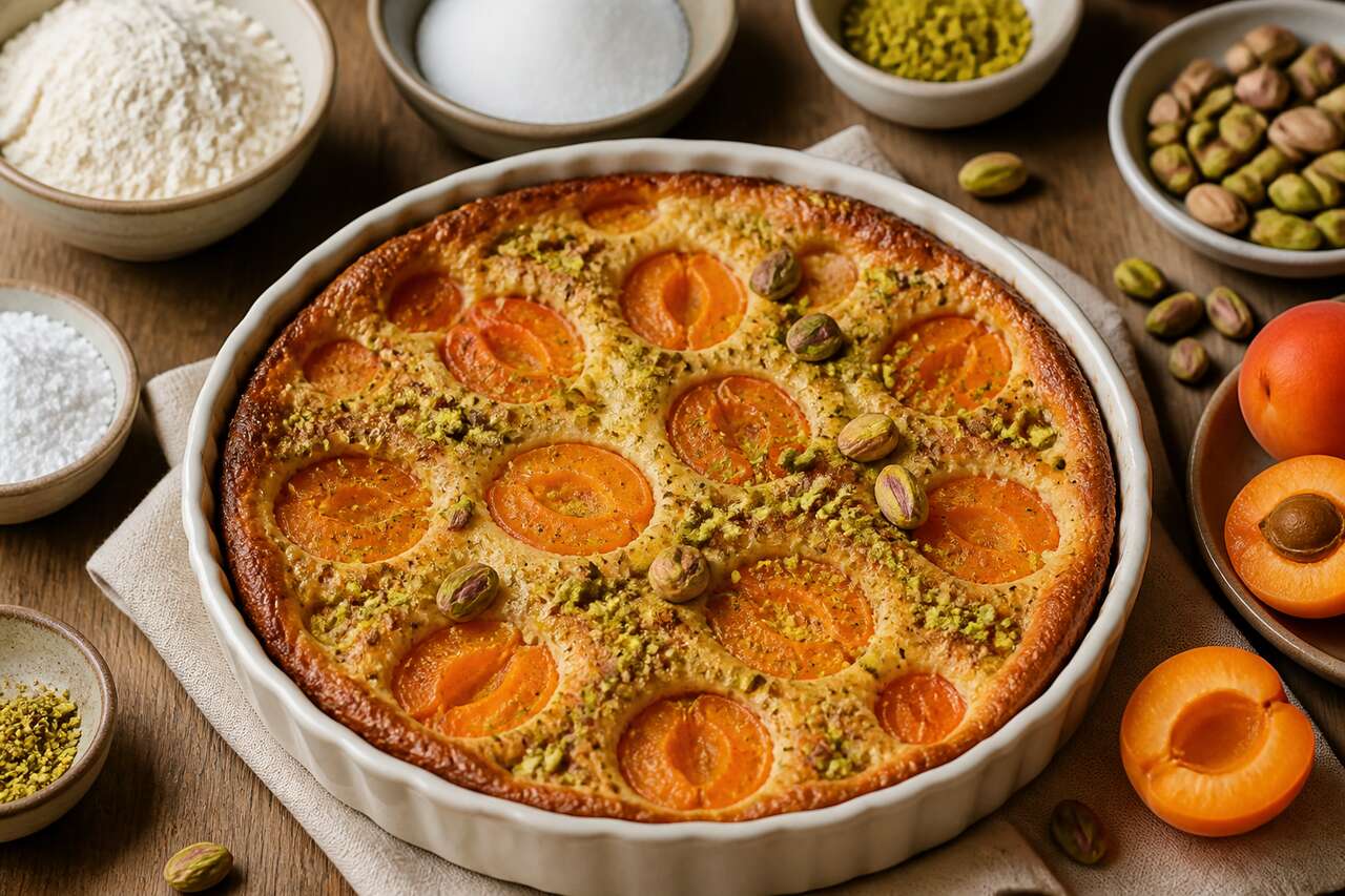 Recette du clafoutis aux abricots et à la pistache