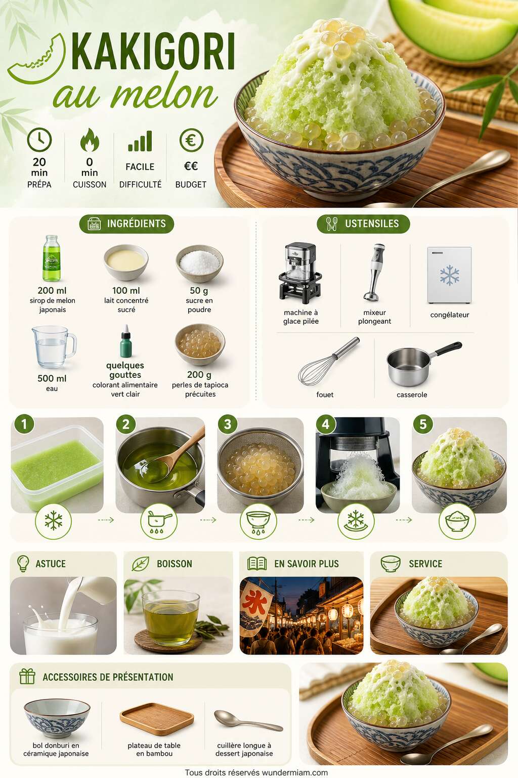 Fiche recette Recette de kakigori au melon Fiche recette Recette de kakigori au melon