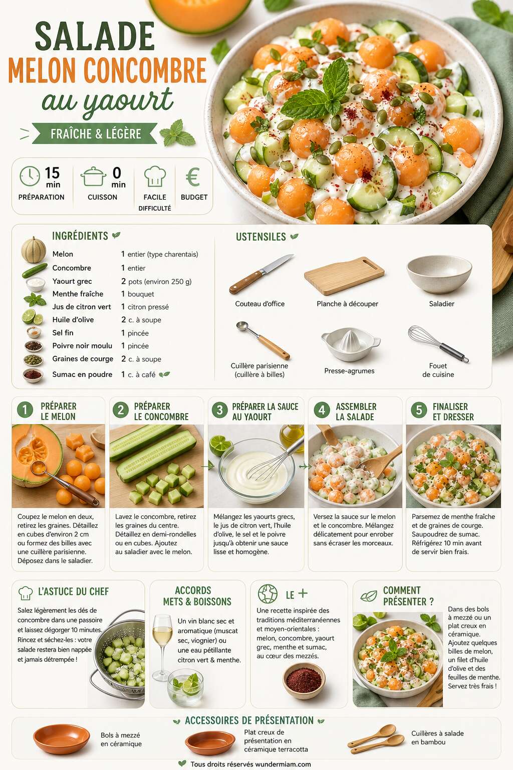 Fiche recette Recette de salade melon concombre au yaourt fra&icirc;che et l&eacute;g&egrave;re
