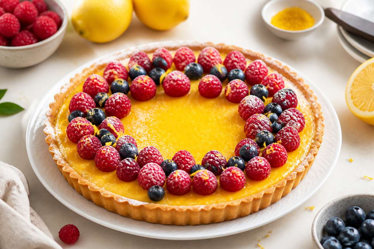 Recette de tarte au citron et fruits rouges