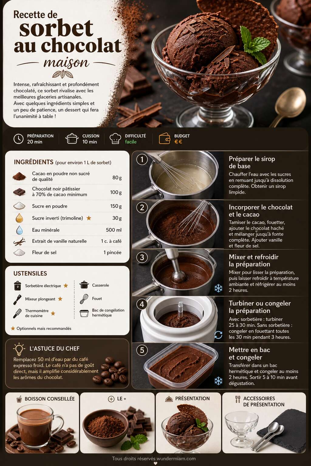 Fiche recette Recette de sorbet au chocolat maison Fiche recette Recette de sorbet au chocolat maison