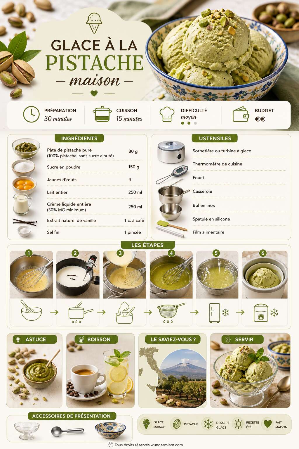 Fiche recette Recette de glace à la pistache maison Fiche recette Recette de glace à la pistache maison