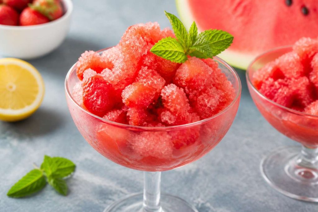 Recette de granité pastèque et fraise sans sucre