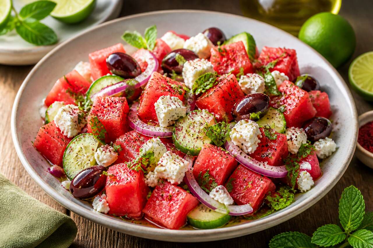 Recette de salade de pastèque et feta fraîche et gourmande