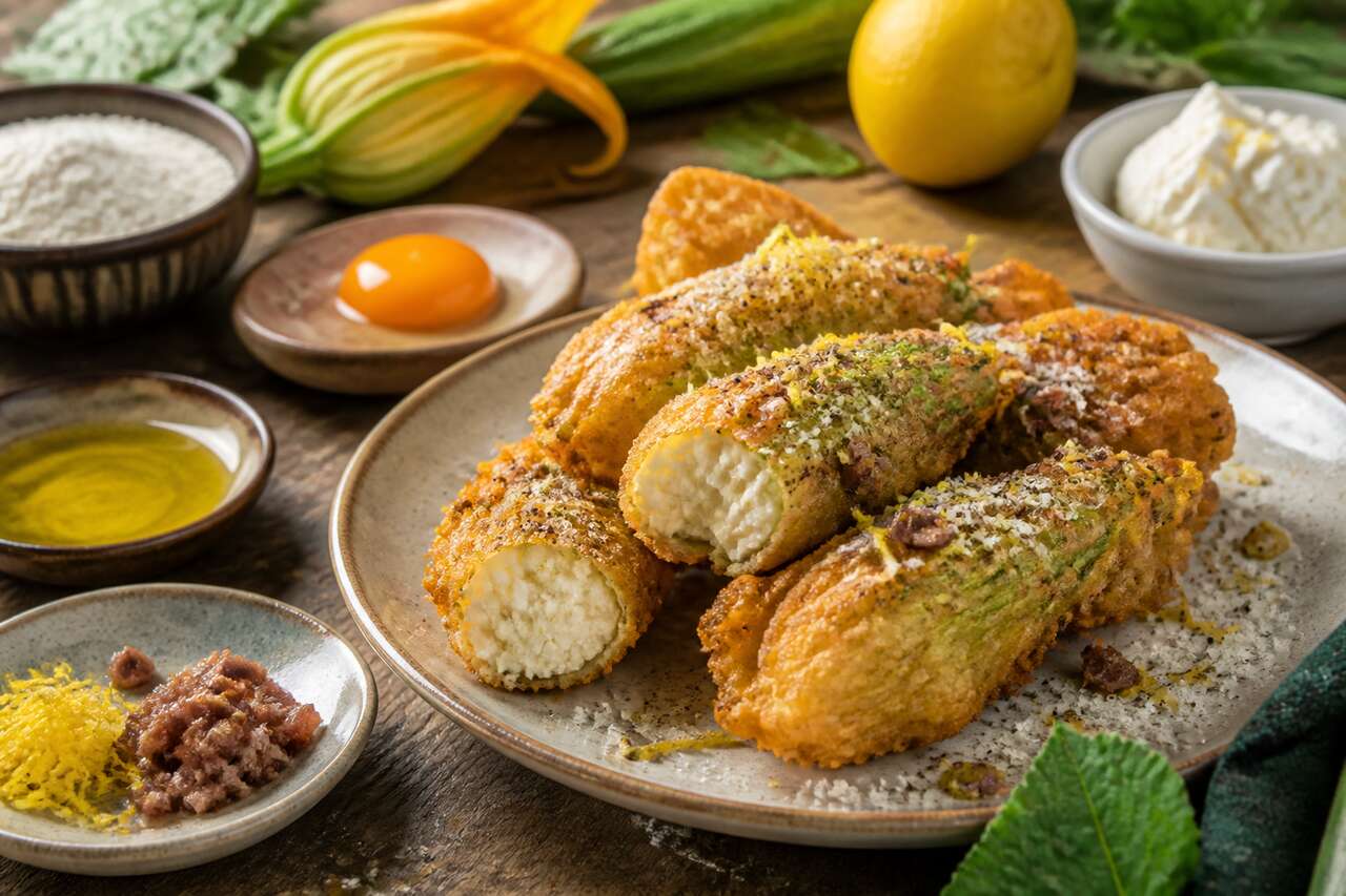Recette de fleurs de courgettes farcies à la ricotta