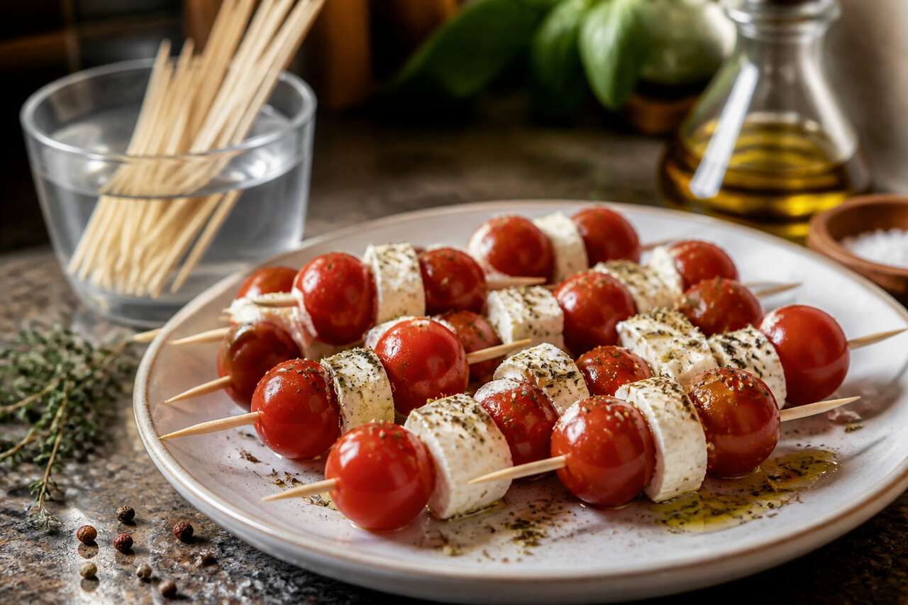 Recette facile de brochettes de tomates cerise au chèvre
