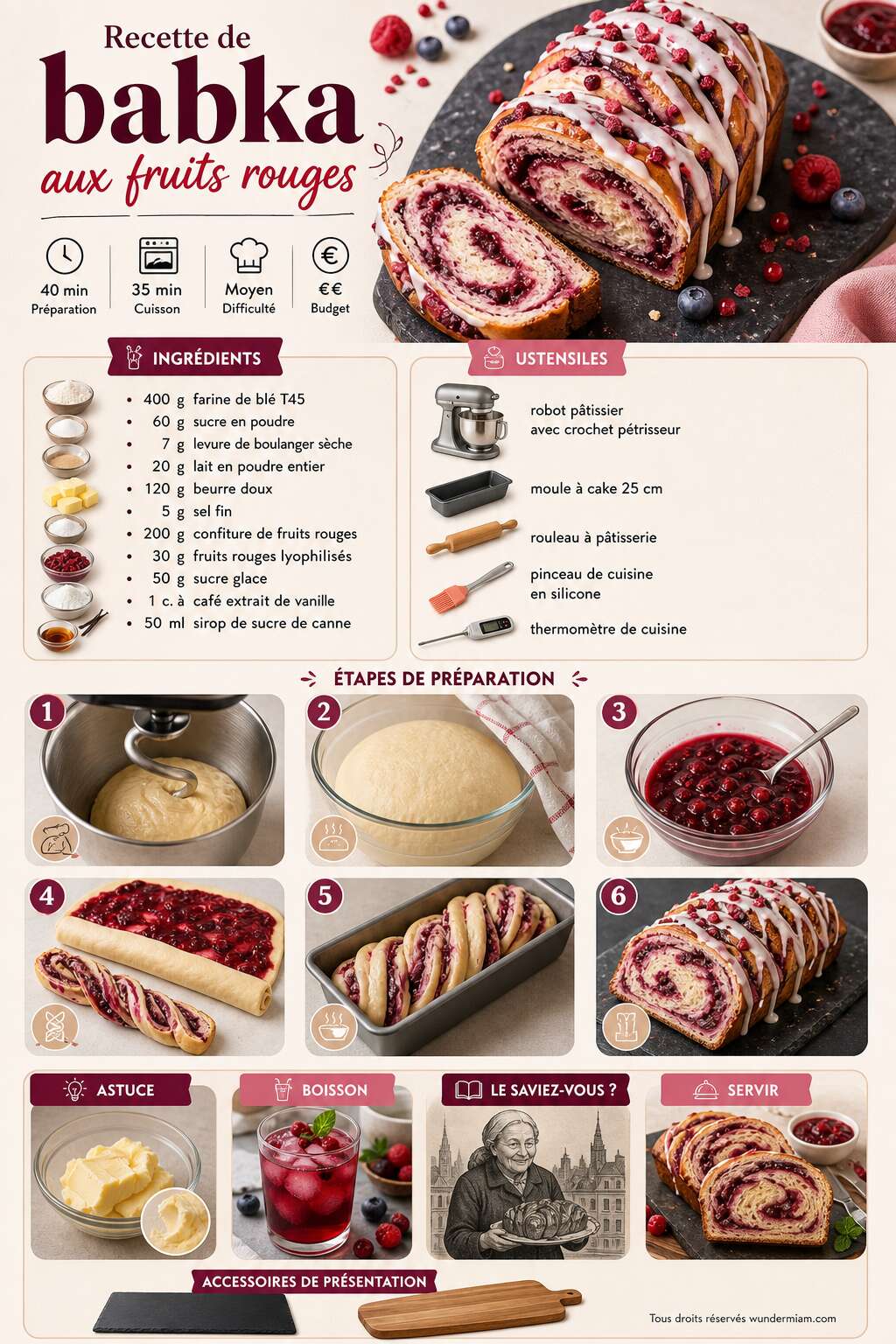 Fiche recette Recette de babka aux fruits rouges Fiche recette Recette de babka aux fruits rouges