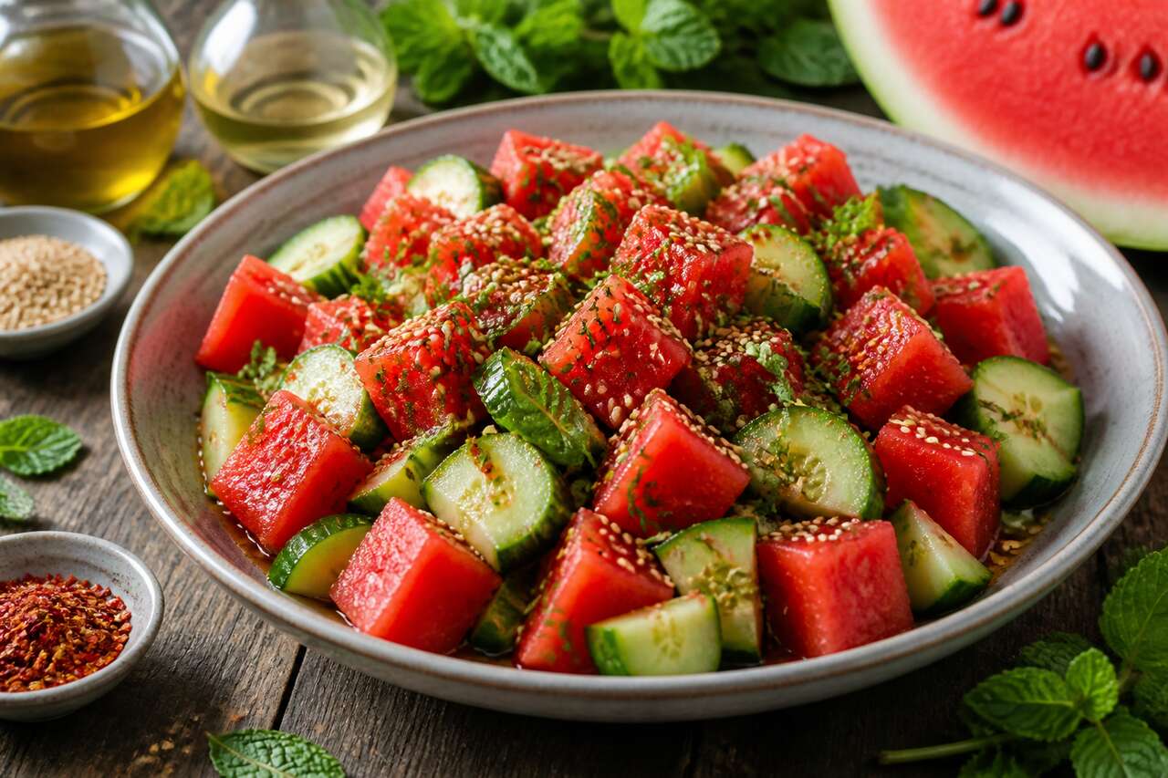 Recette facile de salade concombre et pastèque