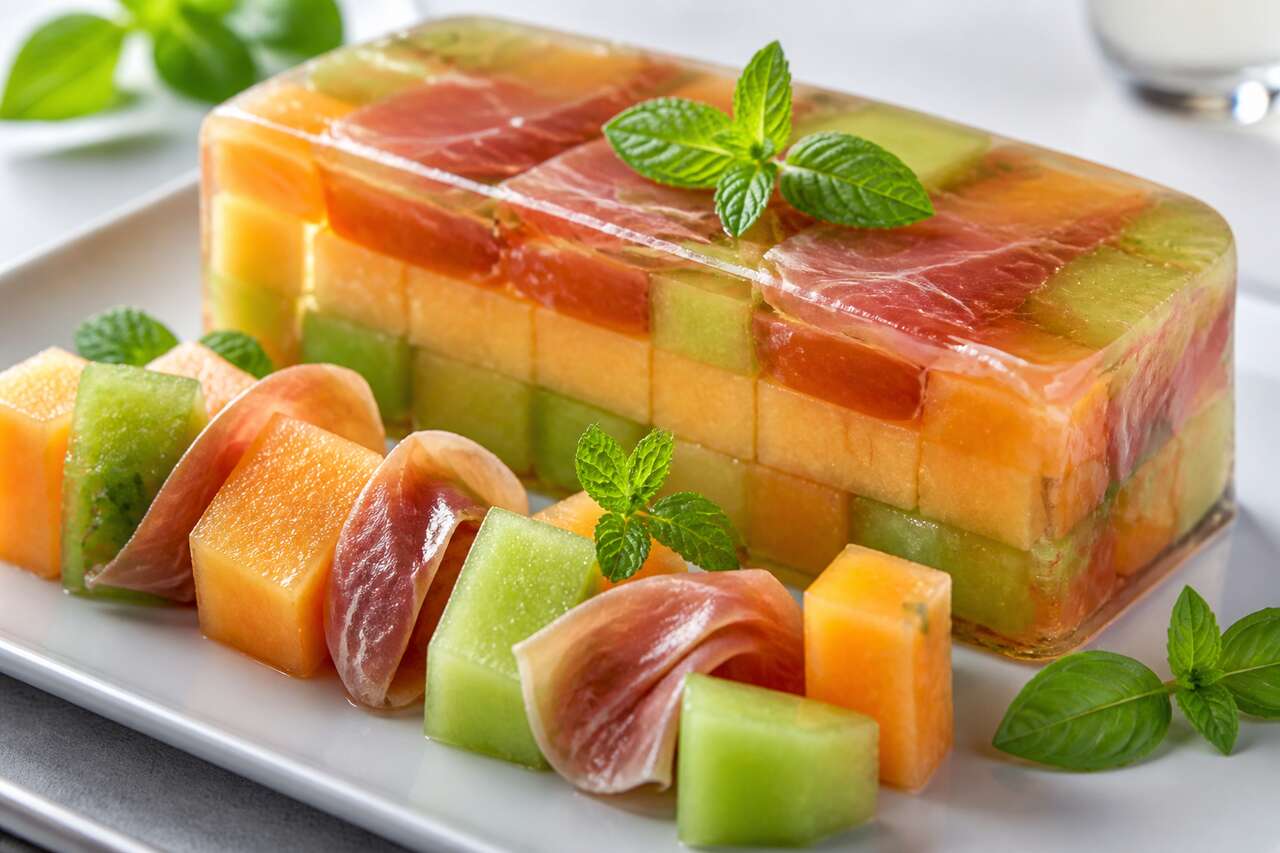 Recette de terrine aux deux melons et au jambon cru