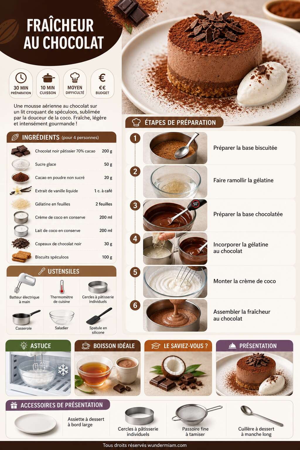 Fiche recette Recette de fra&icirc;cheur au chocolat