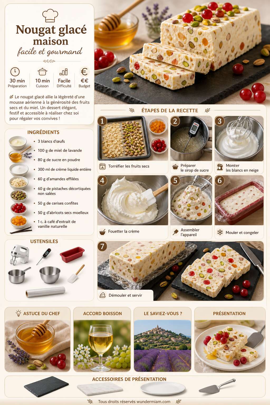 Fiche recette Recette de nougat glacé maison facile et gourmand Fiche recette Recette de nougat glacé maison facile et gourmand