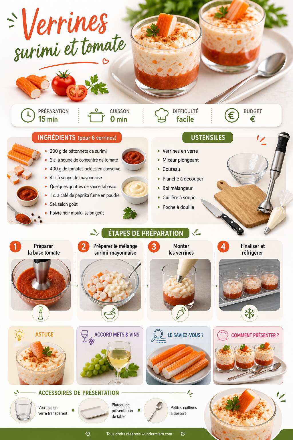 Fiche recette Recette facile de verrines surimi et tomate Fiche recette Recette facile de verrines surimi et tomate