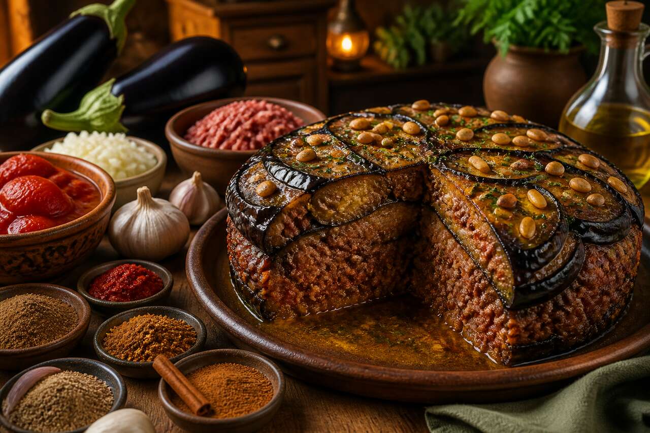 Recette du gâteau d'aubergines à l'agneau
