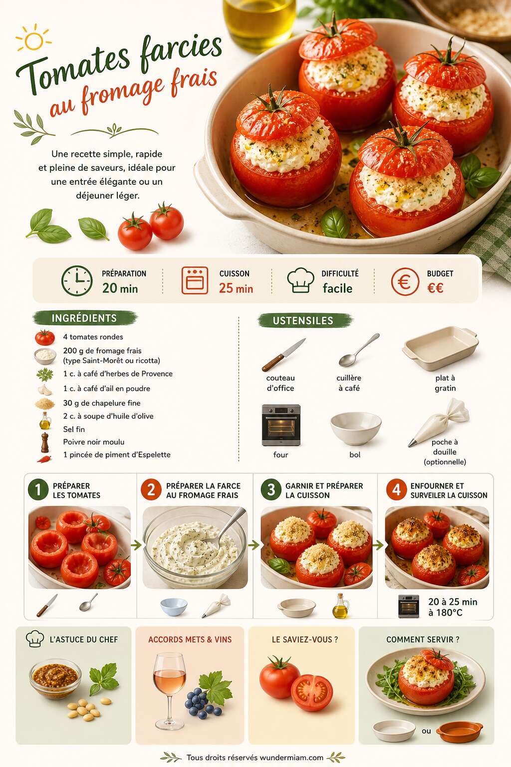 Fiche recette Recette de tomates farcies au fromage frais