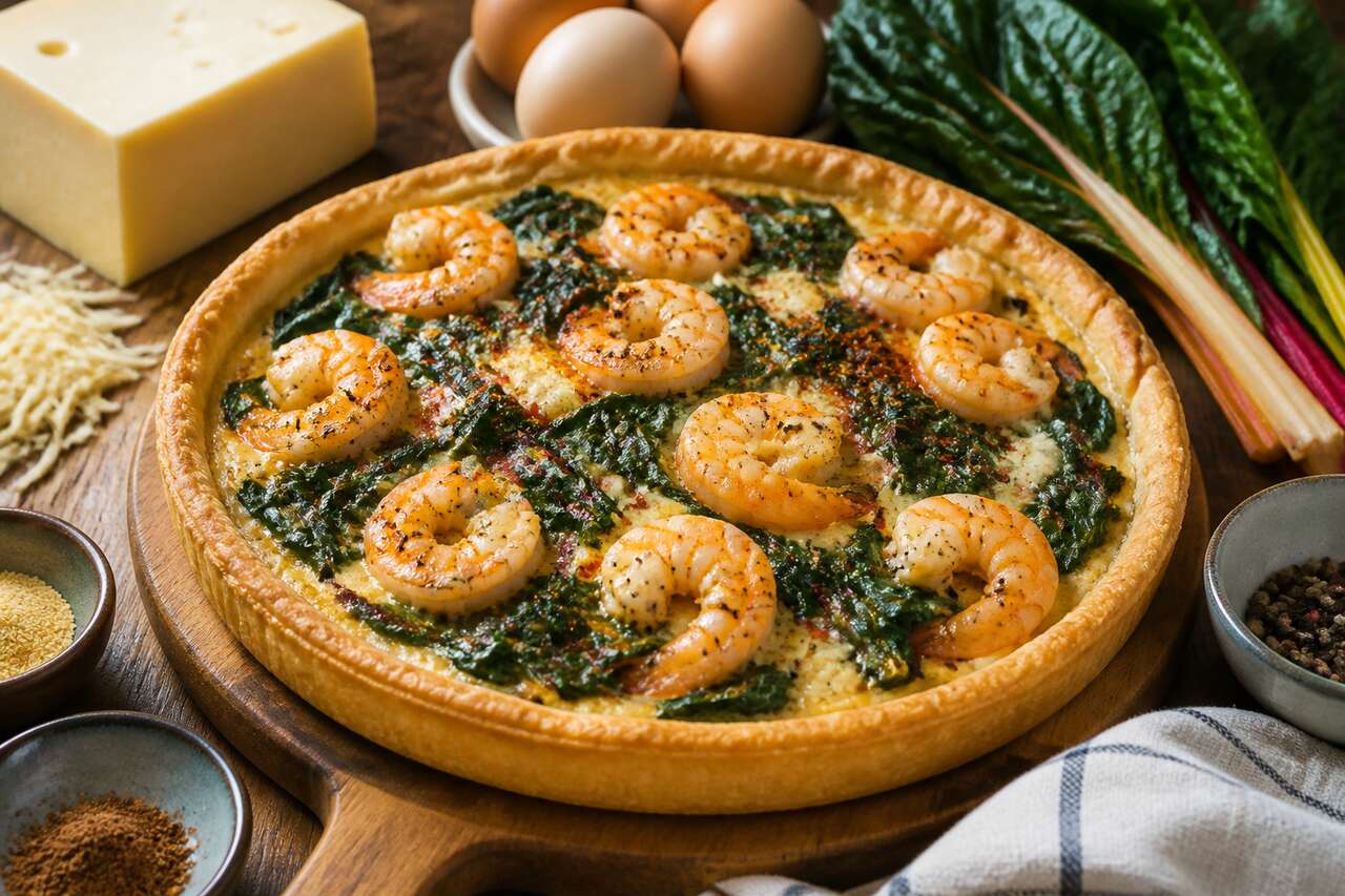 Recette de tarte aux bettes et aux crevettes
