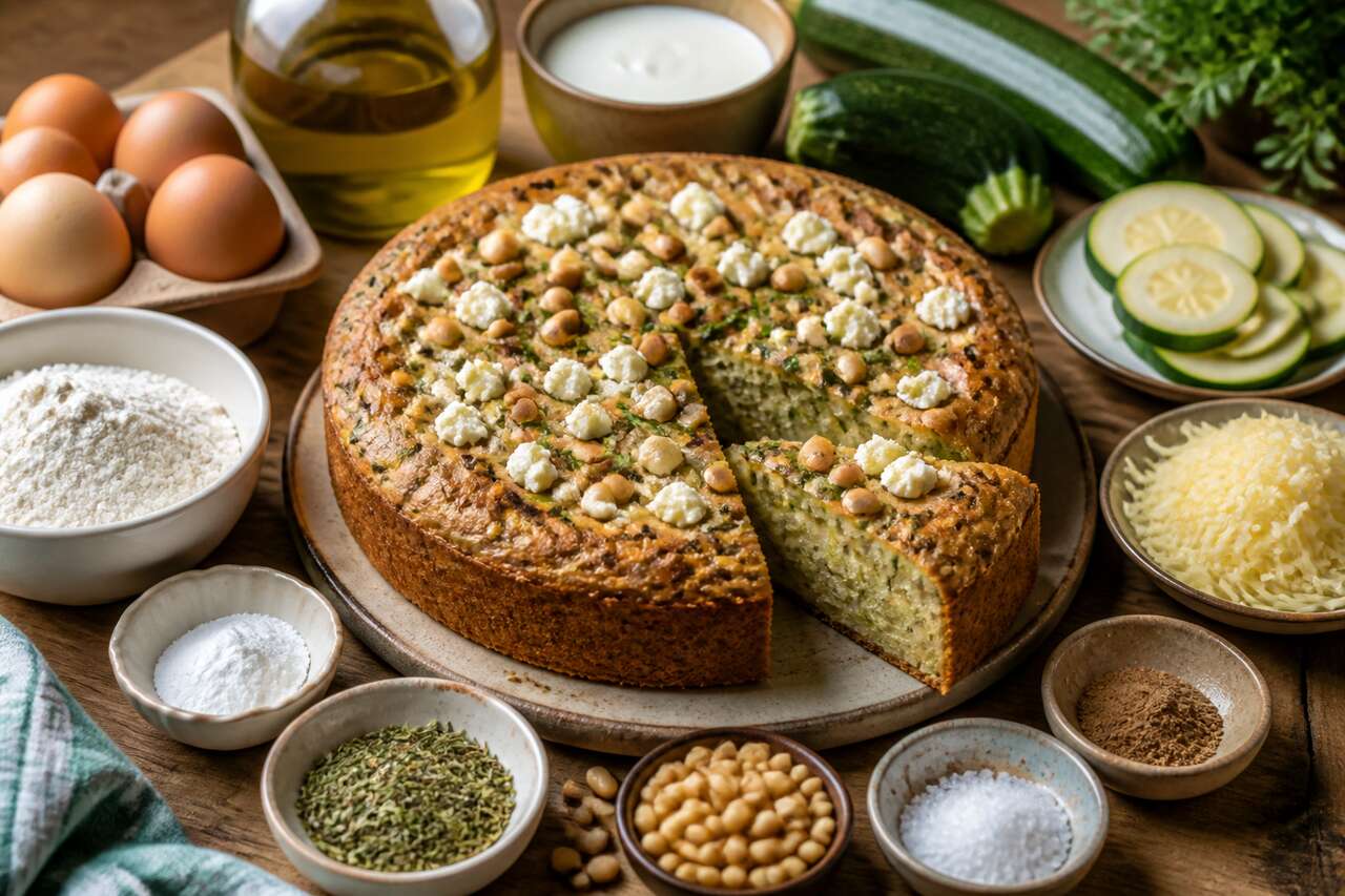 Recette du gâteau de courgettes aux herbes