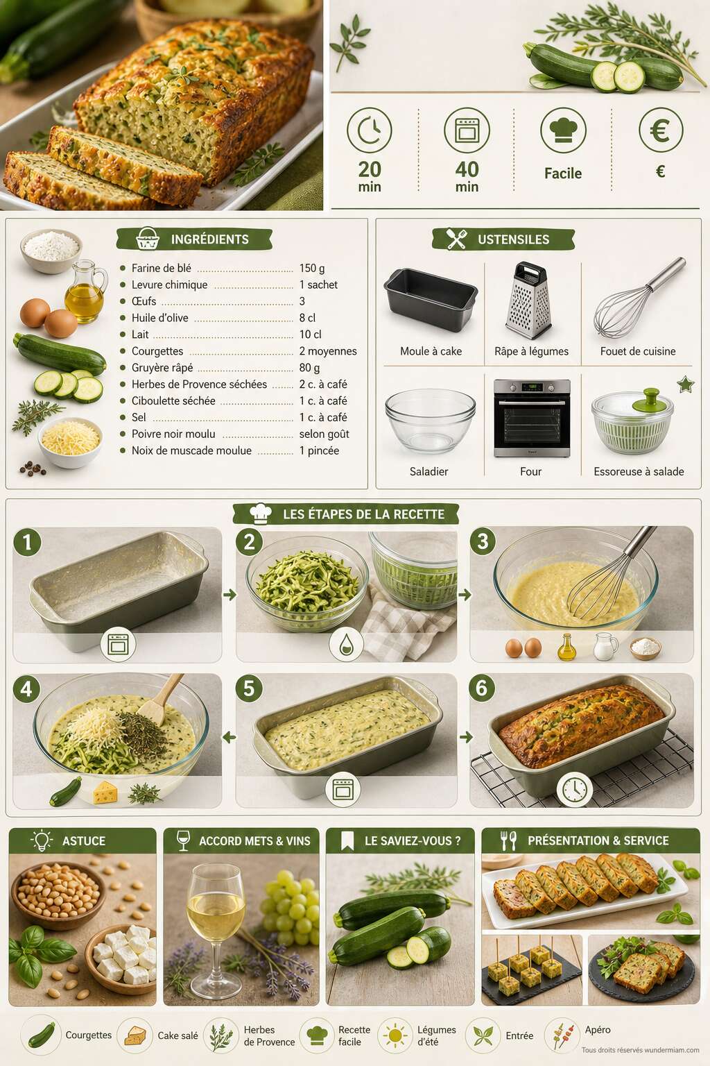Fiche recette Recette du g&acirc;teau de courgettes aux herbes