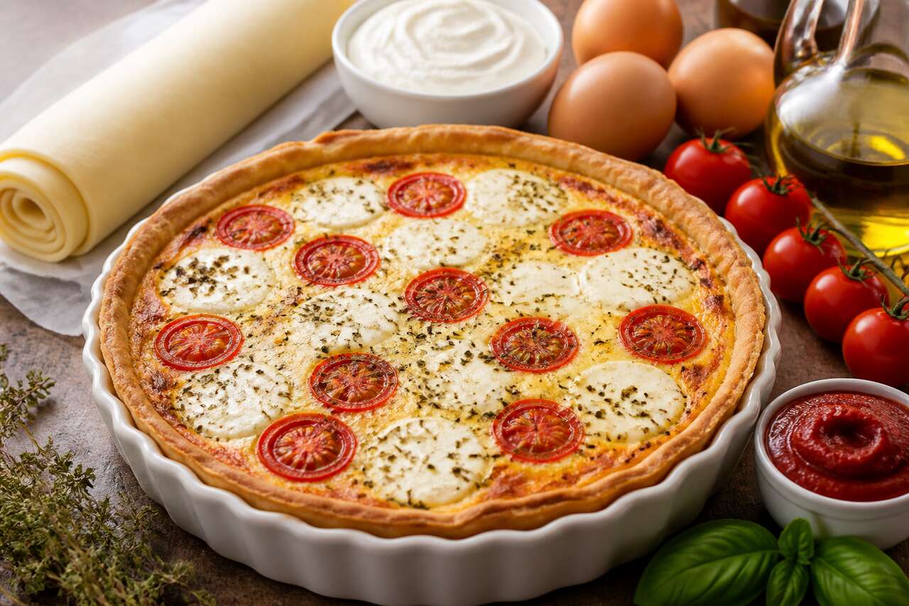 Recette de quiche tomate mozzarella facile et gourmande